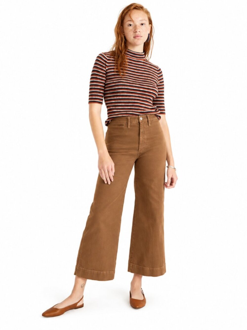 Madewell Emmett Wide-Leg Crop Pants Rust Brown Orange Size 28